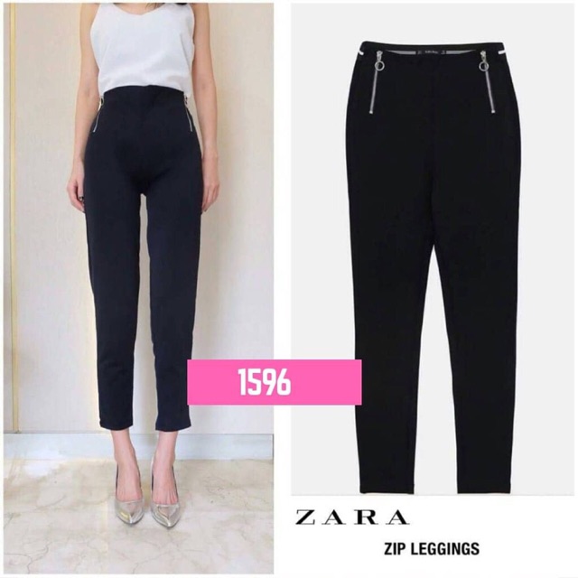 leggings with zip zara