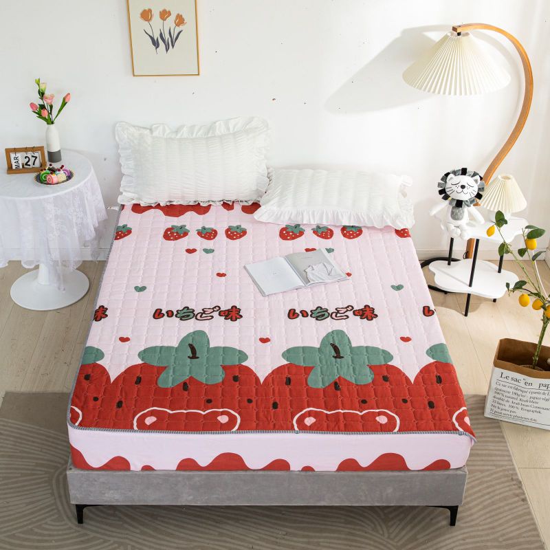 SPREI SULTAN WATERPROOF/SPREI ANTI OMPOL/SPREI ANTI BOCOR UKURAN 180X200CM-Strawbery besar