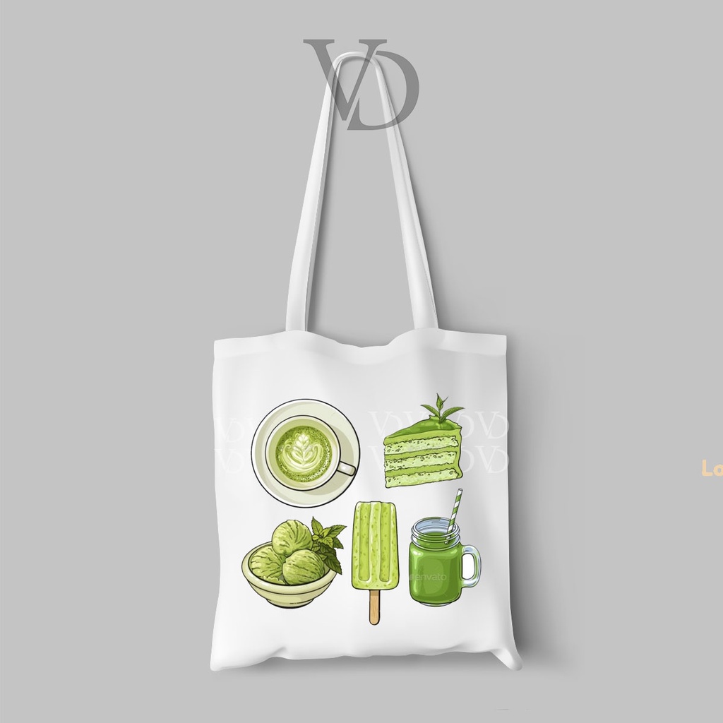 TOTE BAG BAHAN KANVAS MOTIF makanan snack foodies cute / korean TOTE BAG / TAS BELANJA korea