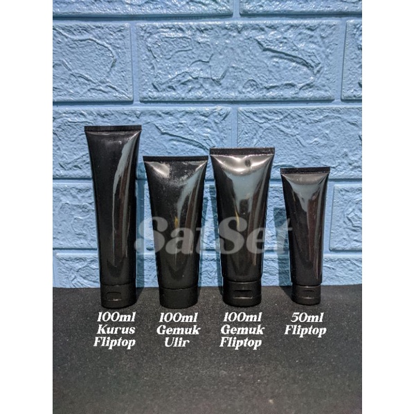 Tube 50ml 100ml Hitam Minimal 10pcs - Tube Kosong 50ml 100ml Hitam - Botol Tube Kemasan 50ml 100ml