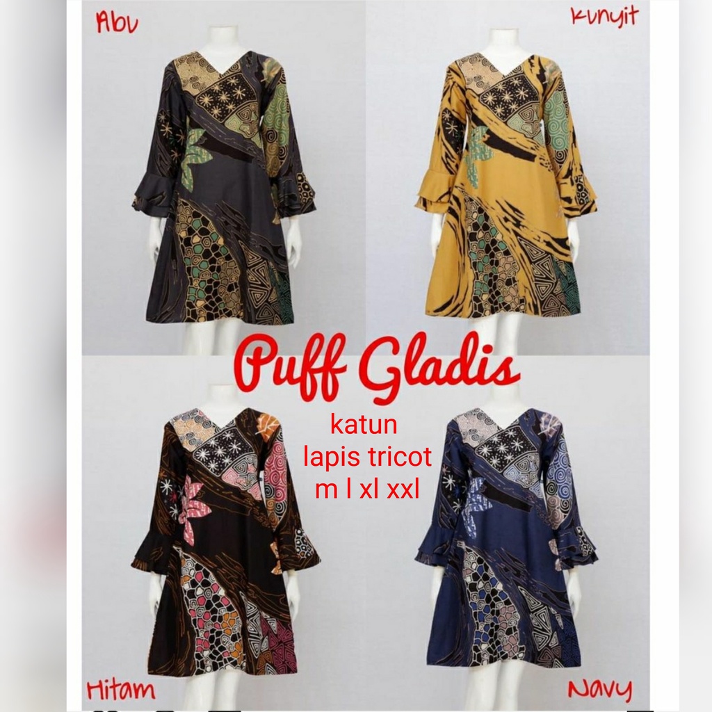 Tunik puff gladis lapis tricot bisa seragaman batik solo kantoran