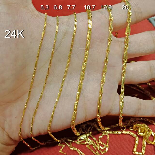 24K Kalung anak dan dewasa emas asli berbagai model padi bambu