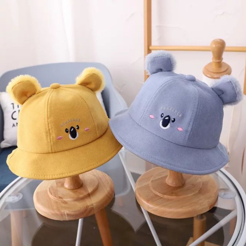 TOPI BUCKET FASHION ANAK BAYI BALITA MOTIF KOALA BULU LUCU BABY HAT IMPORT-1