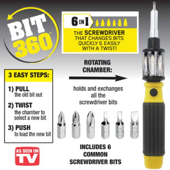 Obeng Multifungsi 6 in 1 Screwdriver BIT 360