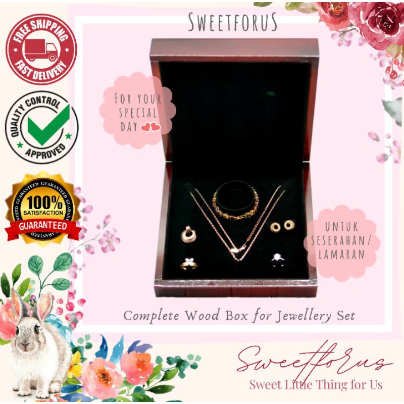 Rustic Wood Jewellery Box Set | Set Kotak untuk Setelan Perhiasan Mahar Seserahan Pernikahan