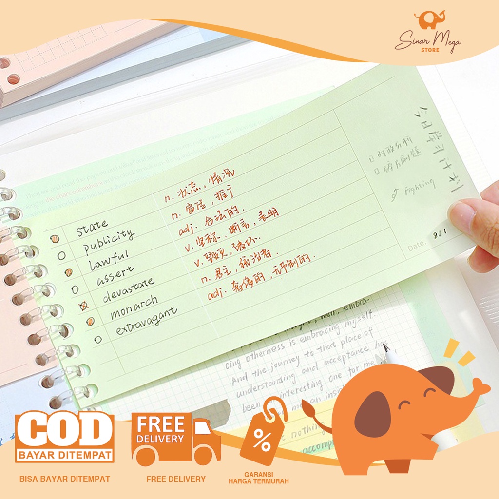 Note For Add On Loose Leaf Memo B5 / Color Loose Leaf Memopad / Kertas Loose Leaf Memo Warna Warni L