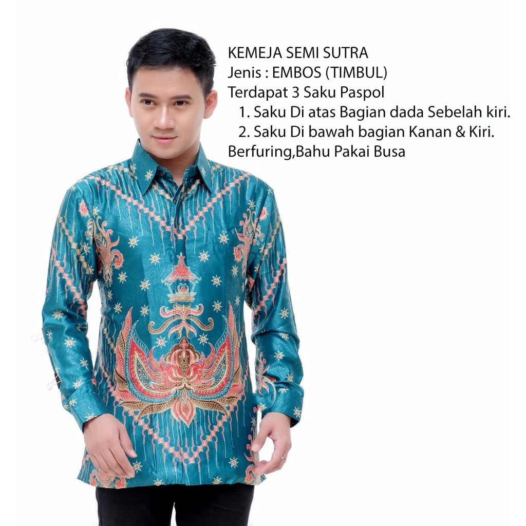 Kemeja Batik Semi Sutra Pria | Hem Batik Semi Sutra Pria | Kemeja Batik | SS0054