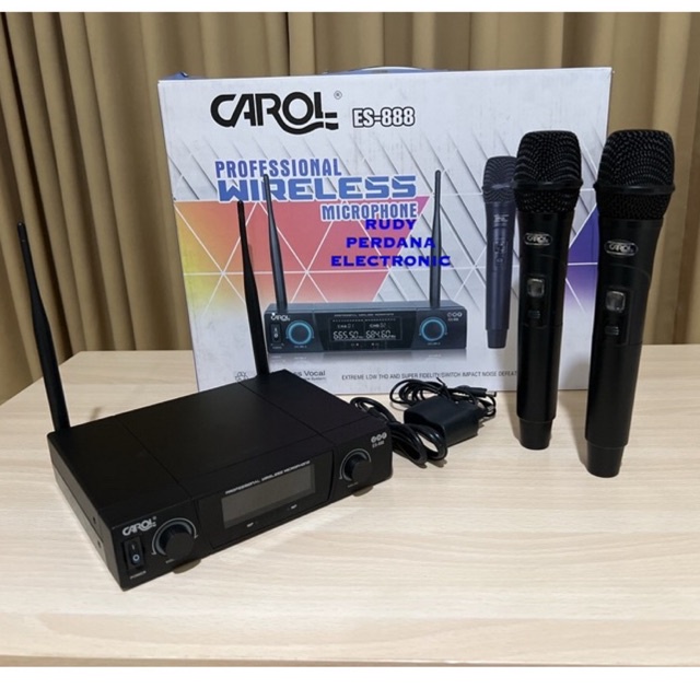 MICROPHONE MIC WIRELESS MIKROPON MIK TANPA KABEL CAROL ES-888 ORIGINAL ORI BAGUS TERLARIS TERBAIK GARANSI