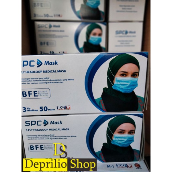 Masker SPC 3Ply 50pcs HEADLOOP/MASKER HIJAB