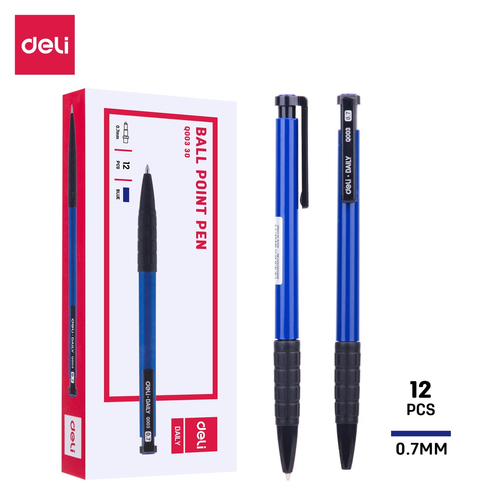 

Deli Ball Pen - 0.7mm Biru - 12 PCS/BOX - Tulisan yang Halus, Pegangan TPR, Pena Cetek EQ00330