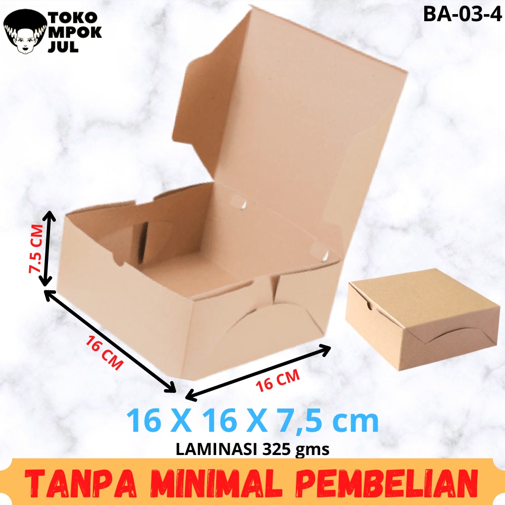 

TANPA MINIMUM - Kardus Box Kotak Dus Nasi Snack Catering Besek Katering Berkat 16x16x7,5 cm Laminasi