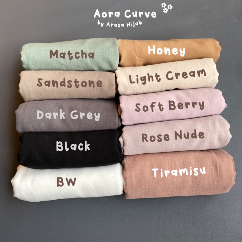 Aora Curve 120 &amp; 130cm Cotton Voile by Arasa Hijab• Bawal Curve • Segiempat Curve Syari • Hijab Malaysia • Segiempat Oval