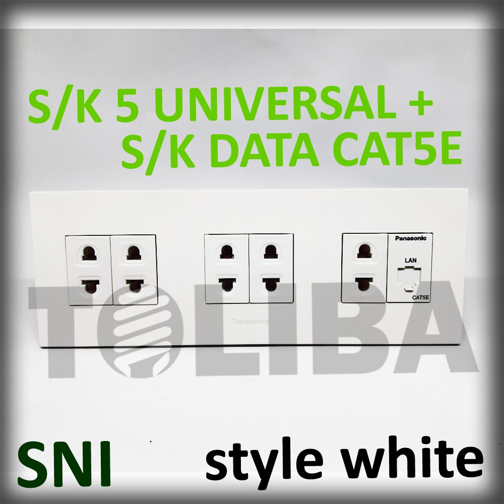 stopkontak data cat5e + 5 stop kontak s/k universal minimalis style white ib panasonic sni