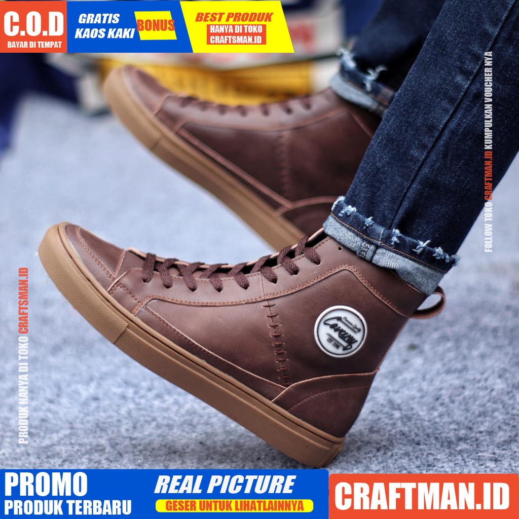 CRAFTS - Sepatu Formal Casual Hitam Kulit Asli Boots Pria