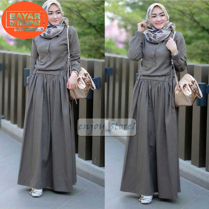 Dress Wanita Dewasa Simple Casual Bahan Kaos Rayon Terbaru/Dres Rumah  FN500 Baju Gamis Wanita Ter