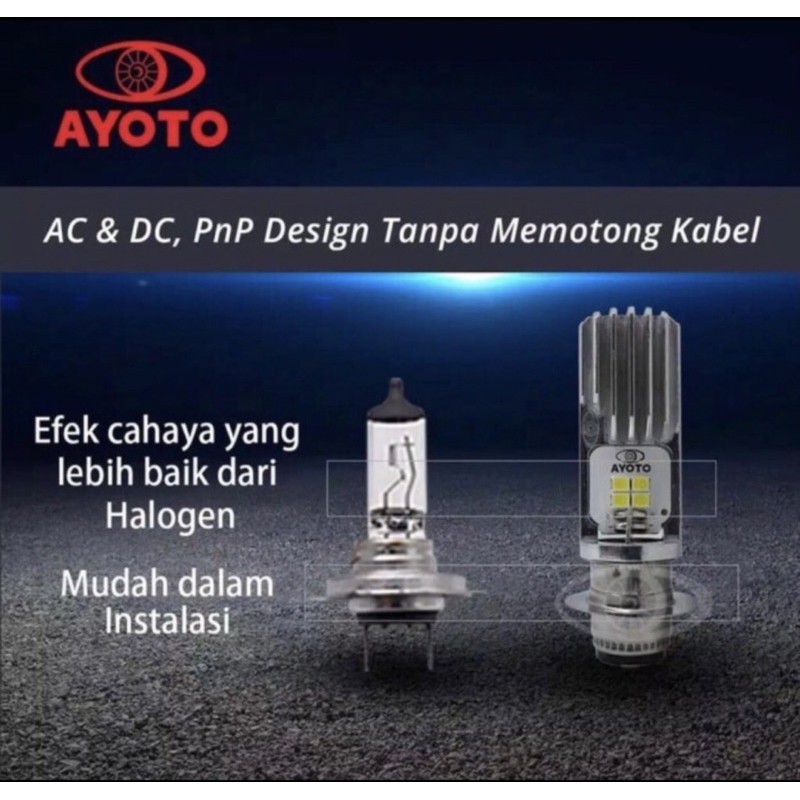 Lampu LED Motor AYOTO M2B M2A M3A H6 H4 AC-DC 8W/8W Bebek Matic Beat Mio Vario