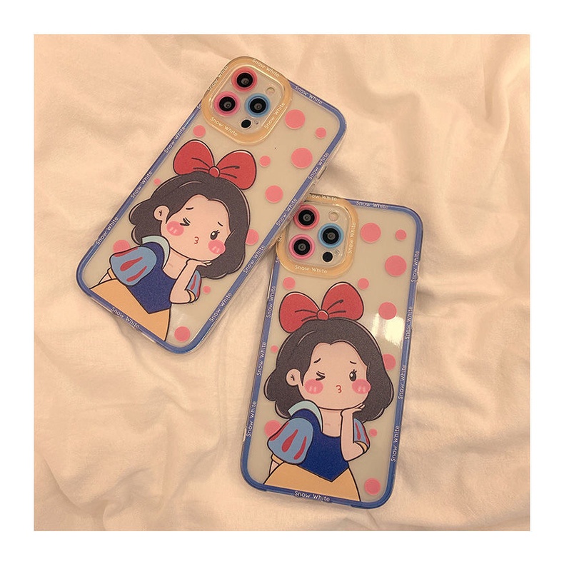 Transparan Putri Pola Ponsel Case untuk iPhone 12 11 13 Pro Max 7 8 Plus SE 2020  Pro XR XSMAX B66sfd