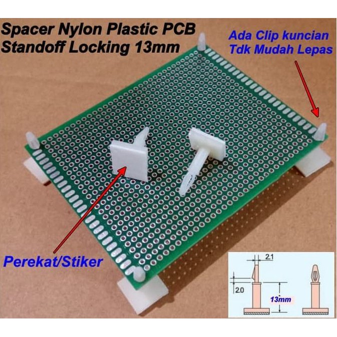 Spacer Nylon Plastic PCB 13mm Stick Standoff Locking kaki Plastik