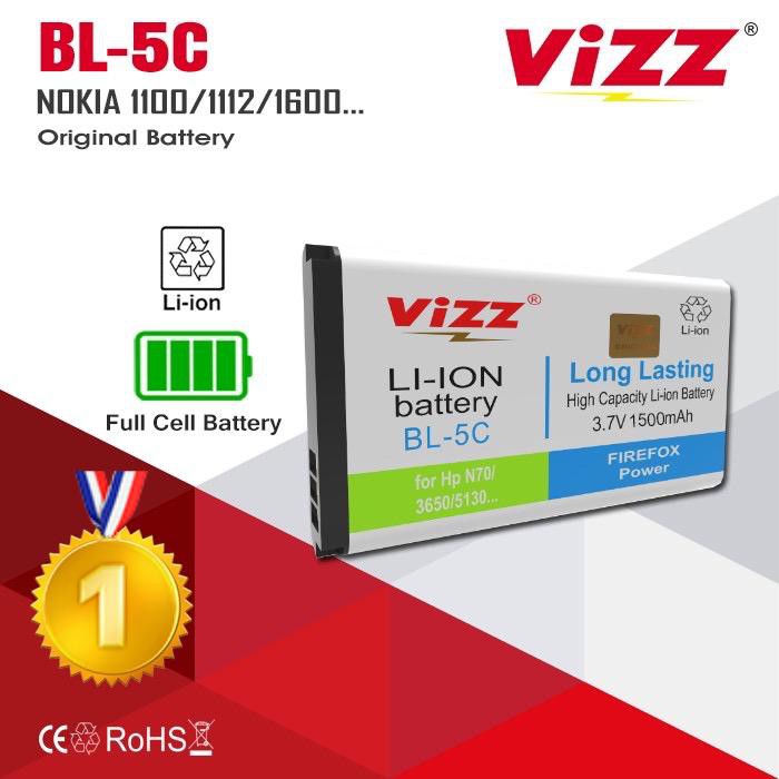 BATERAI ORIGINAL VIZZ DOUBLE POWER NOKIA BL-5C / N70 / 3650 / 5130