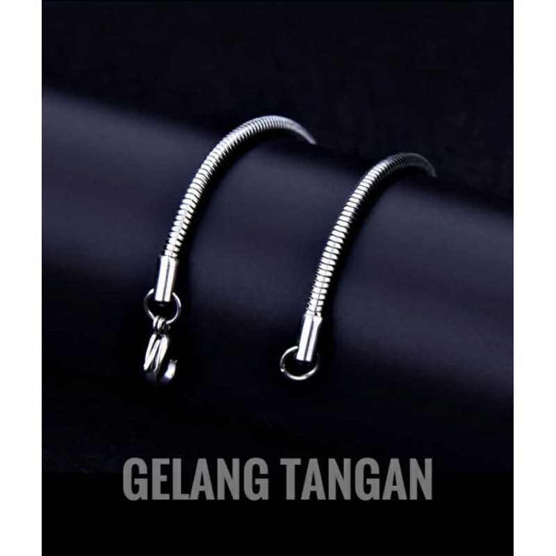 Gelang Titanium Pria Rantai bulat polos anti karat pria wanita