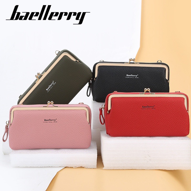 Tas Selempang Kulit Wanita Dompet Cewek Multifungsi Tekstur Kulit Jeruk Baellerry N8599