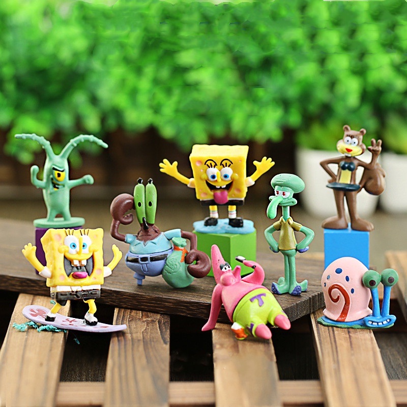 6pcs / set Mainan Action Figure Anime Sponge Bobsbobs Cumi PatrickStar Bahan PVC Untuk Dekorasi Kue