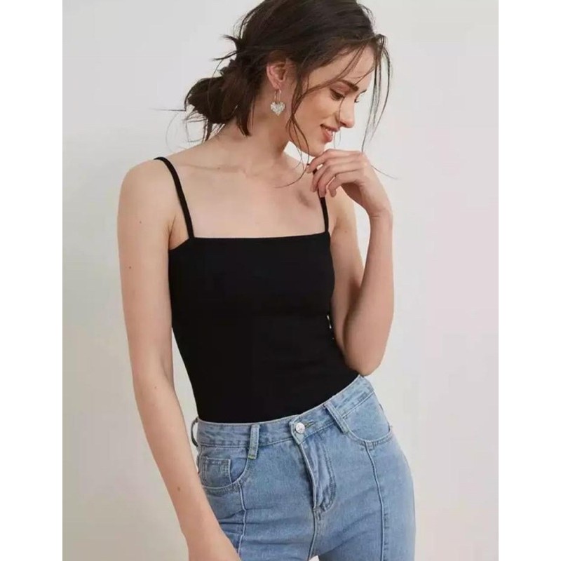 Sibibasics - Tanktop Tali Kecil Wanita Korea Sexy Bahan Adem Streach Premium Square Panjang S-XXL