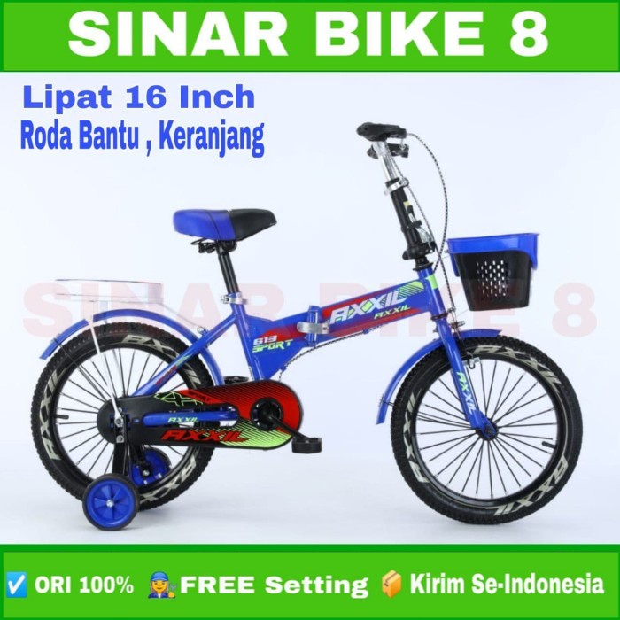 Sepeda Lipat Anak AXXIL Keranjang Ukuran 16 Inch Roda 4 Termurah