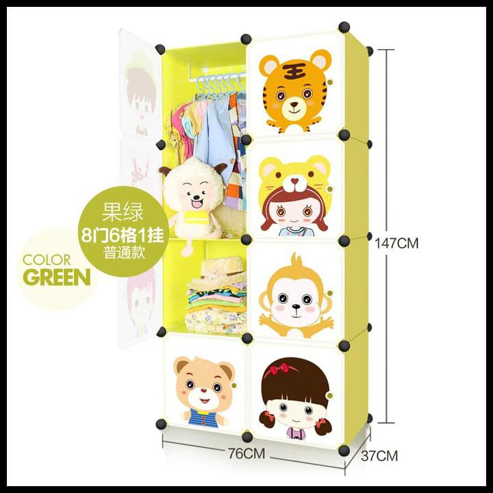 Lemari Pakaian Rak  Serbaguna Susun Lemari Baju  Kuning 