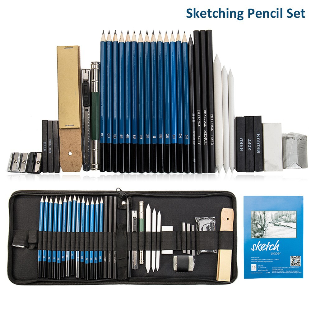 

Murah [Bayar Di Tempat]36Pcs Pensil Sketsa+Casing dengan Resleting untuk Seniman