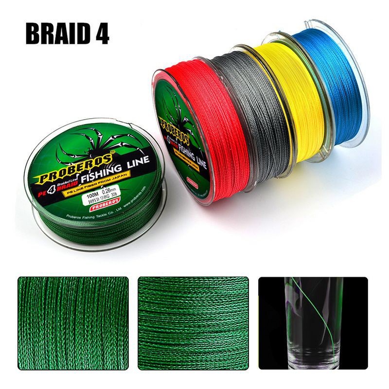 Senar Benang pancing PE Braided Ultralight UL Merk Proberos 100 meter 100m 0.4/6LB 0.6/8LB 0.8/10LB/40LB/80LB/100LB FEFARM