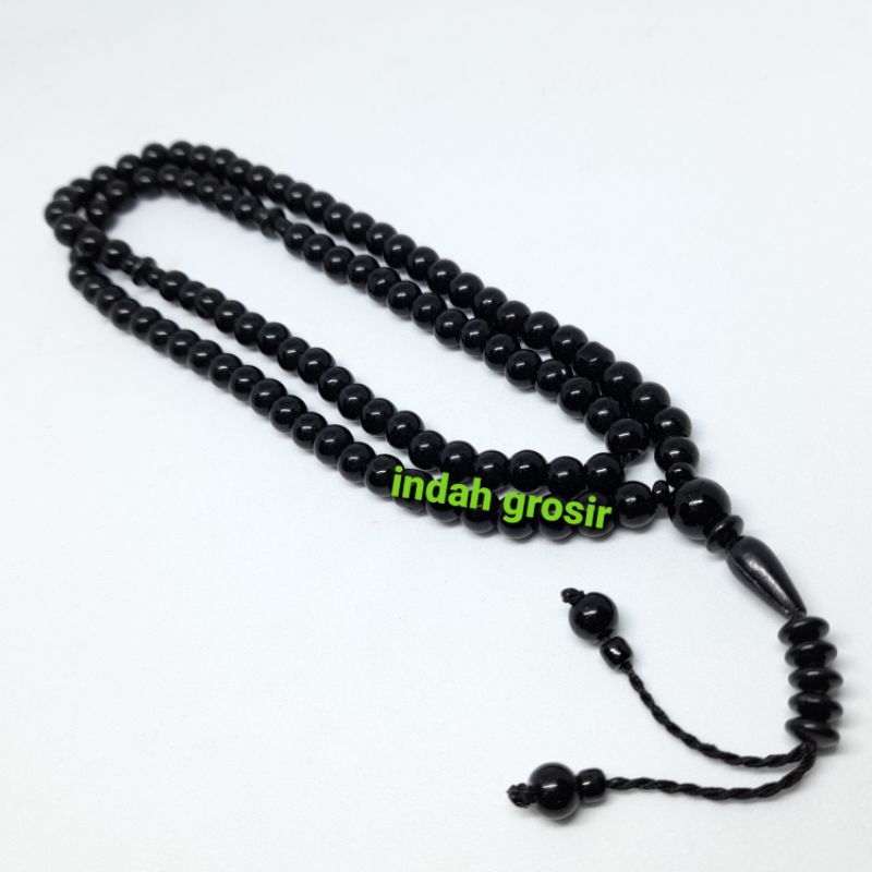 TASBIH NATURAL BATU BLACK ONYX 99 BUTIR 6MM ORIGINAL OLEH OLEH HAJI DAN UMROH