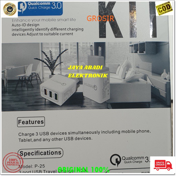 J311 SMART 7.2A TRAVELL CHARGER FAST CHARGING ADAPTIVE ADAPTOR CAS CASAN ADAPTOR USB ADAPTER TC SUPER SPEED ANDROID HP HANDPHONE QUICK QUALLCOM REAL QC SMART TRAVEL CHARGER KIT DENGAN 3 USB PORT 7.24 MAX SUPPORT QUALCOMM QUICK CHARGER 3.0