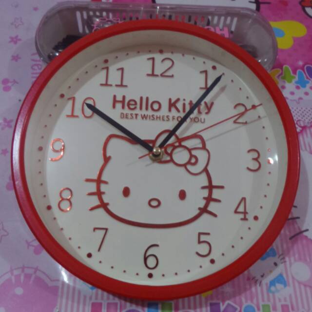 Jam dinding hellokitty red