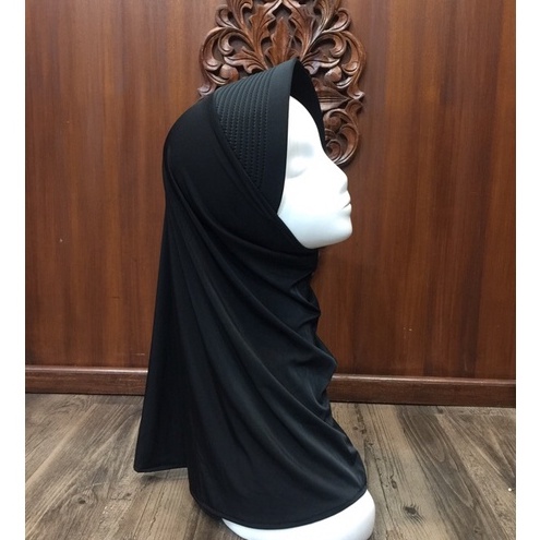 Hijab Sport Linear. Bergo Pendek, Bergo Sekolah-hitam