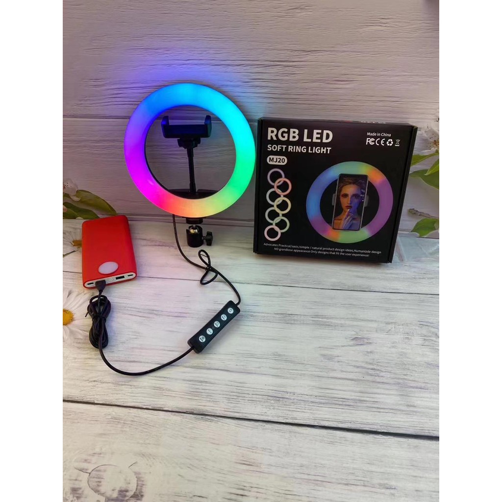 Soft Ring Light RGB LED MJ20 / Lampu Selfie Studio Photo ( 8 Inch / 20 cm )