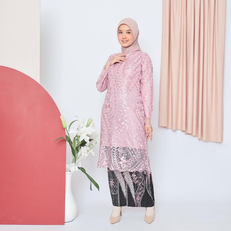 Permata Olshop / Tunik Selaras QN / Kebaya Tunik Modern / Baju Pesta Wanita / Kebaya Kondangan / Setelan Kebaya Tunik