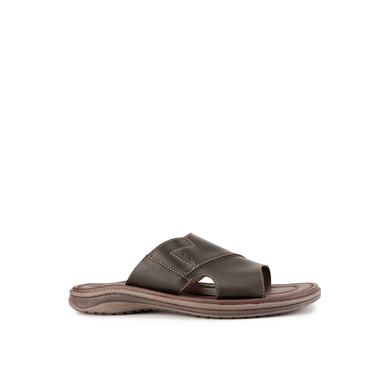 SANDAL SLIDE KULIT ANDRE VALENTINO PRIA ORIGINAL CASUAL COKLAT AVM07