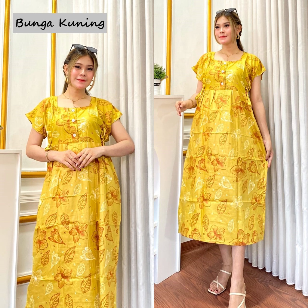 Daster Cibi Bunga Tali Kanan Kiri Busui Jumbo / Daster Kekinian Model Terbaru / Coza Batik