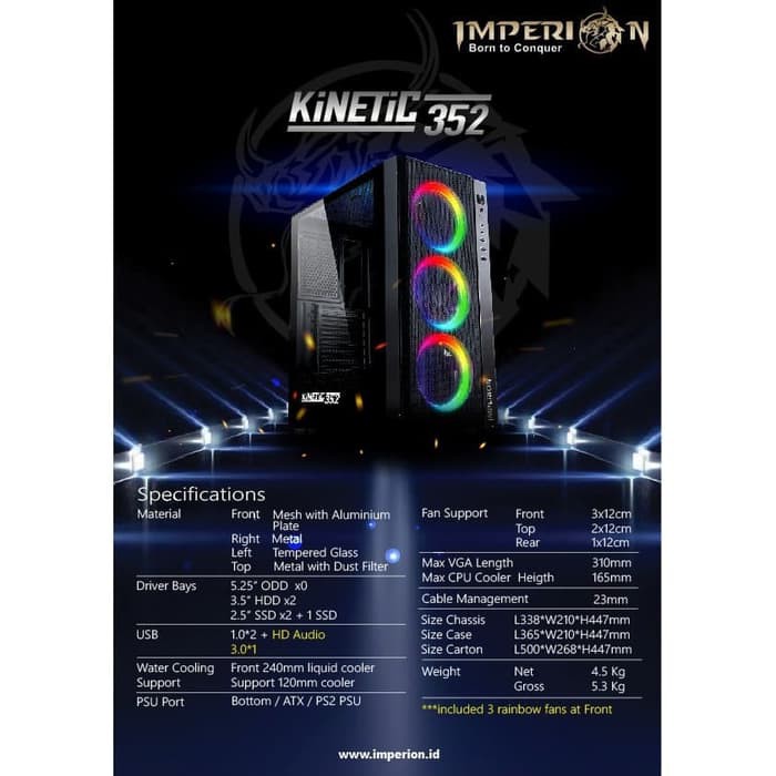 IMPERION Casing PC KINETIC 352 Free 3FAN