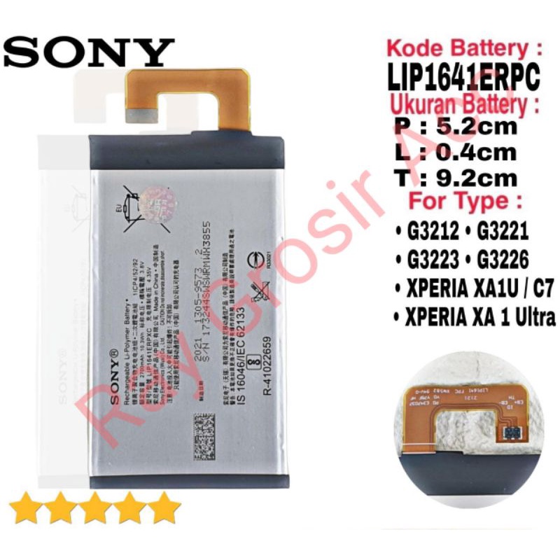 Baterai Original SONY XPERIA XA1 Ultra , XA1U , XPERIA XA1 ULTRA DUAL G3221 G3212 G3223 G3226 LIP1641ERPC