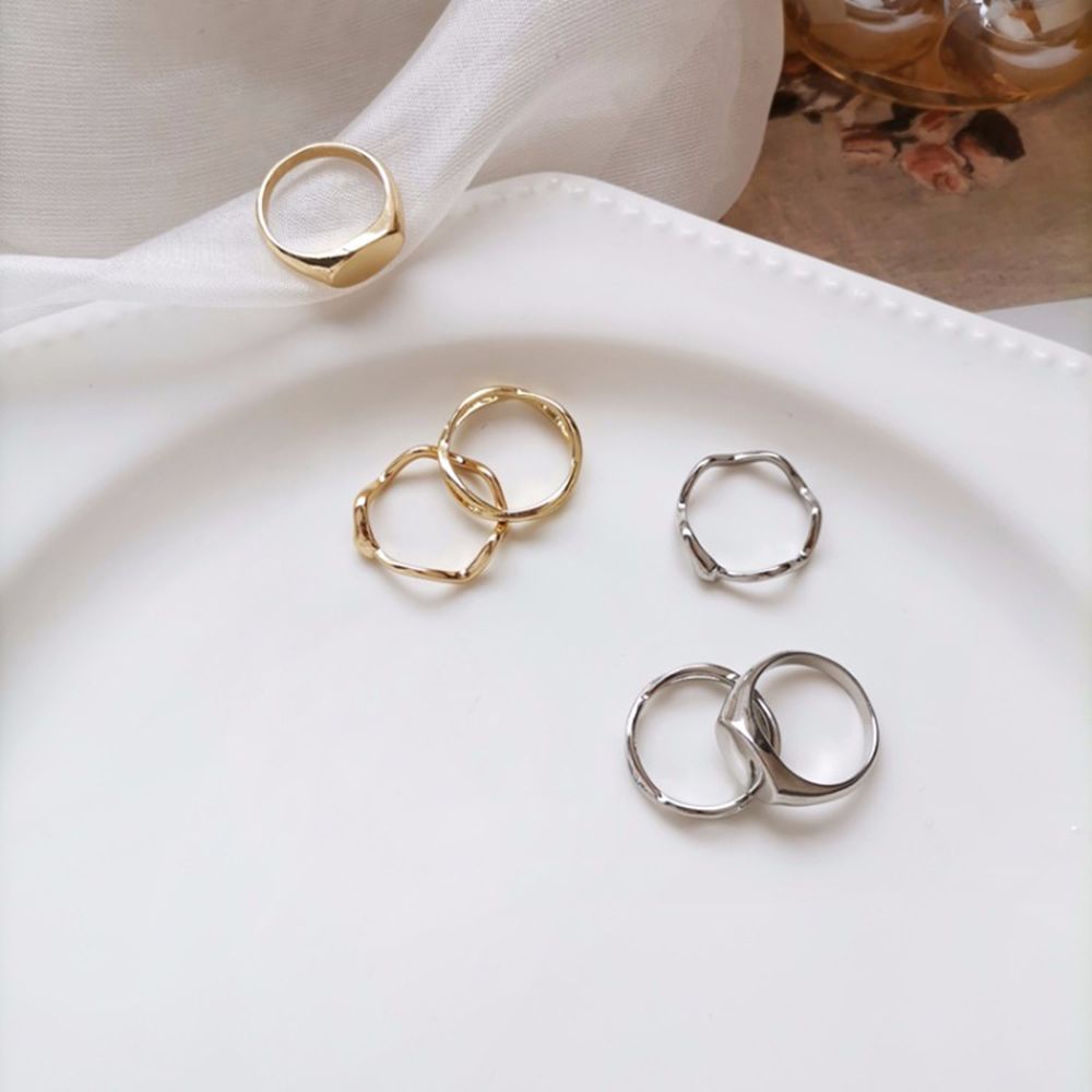 Needway  3Pcs/Set Finger Rings Women Girls Tail Rings Joint Ring Set Geometry Party Jewelry Irregular Gold Silver Color Metal Friend Gifts Fashion Accessories/Multicolor