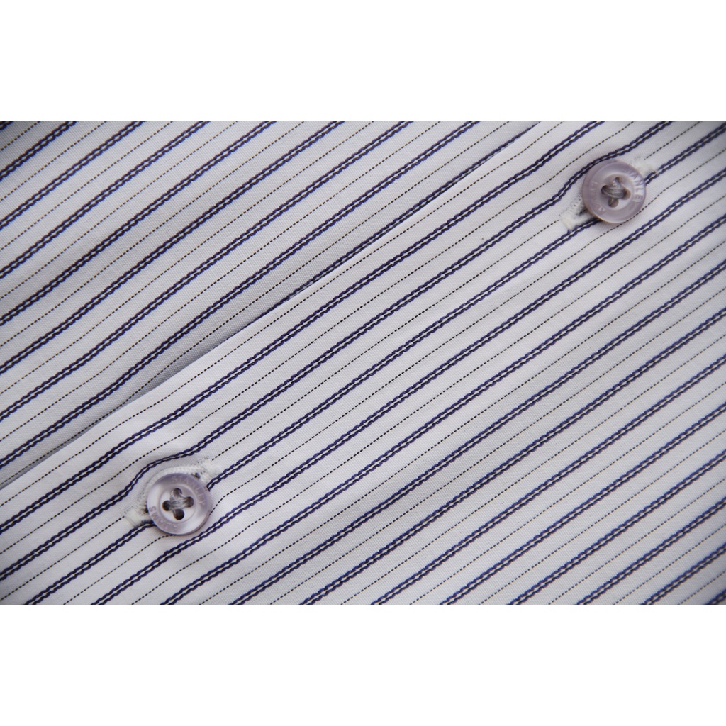 Kemeja Kerja  Formal STANLEY ADAMS Reguler Fit Putih Navy Salur Lengan Panjang 06 | Hem Ukuran Big Jumbo Size S M L XL XXL XXXL 2XL 3XL 14.5 15 15.5 16 16.5 17