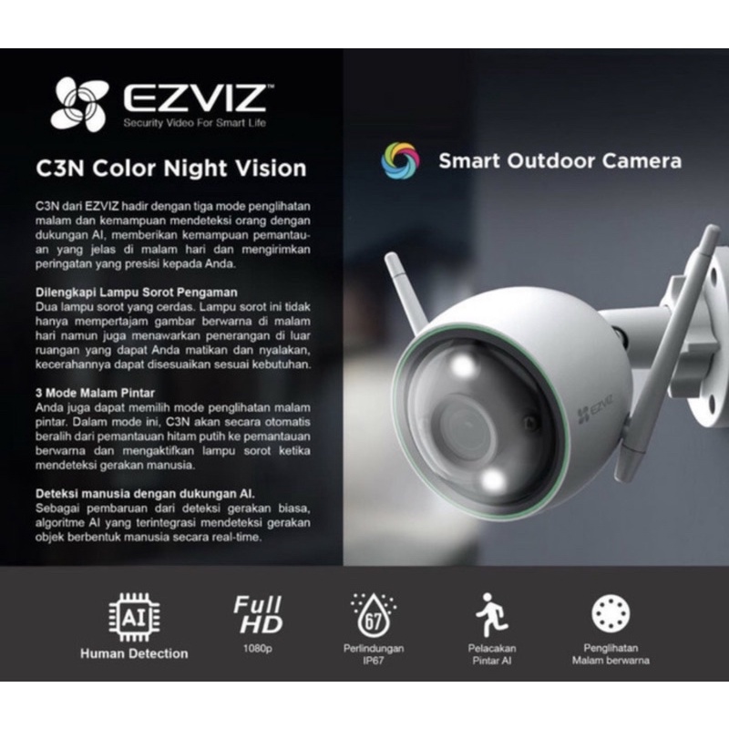 Camera ezviz C3N 1080P outdoor smart wifi camera full color