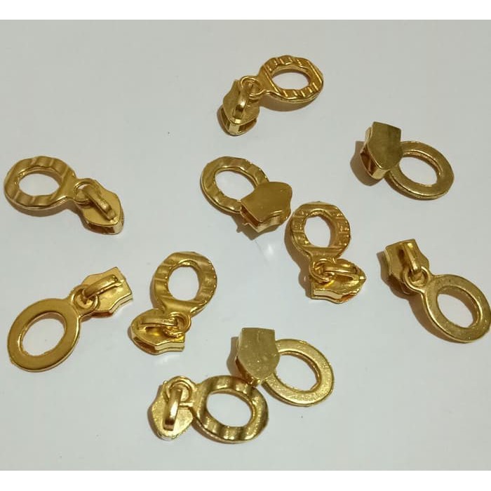 Kepala Resleting - Kepala Zipper Model Donat Gold Emas No 5 NYLON HRG = RP. 300/PCS MINIMAL 100PCS