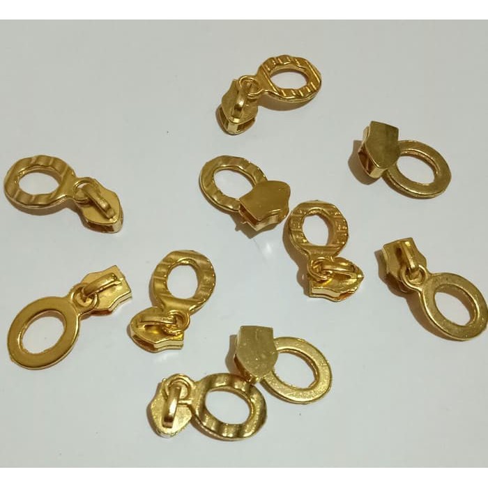 Kepala Resleting - Kepala Zipper Model Donat Gold Emas No 5 NYLON HRG = RP. 300/PCS MINIMAL 100PCS