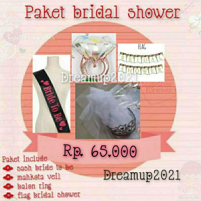 Jual Paket Bridal Shower Sash Bride To Be Mahkota Veil Flag