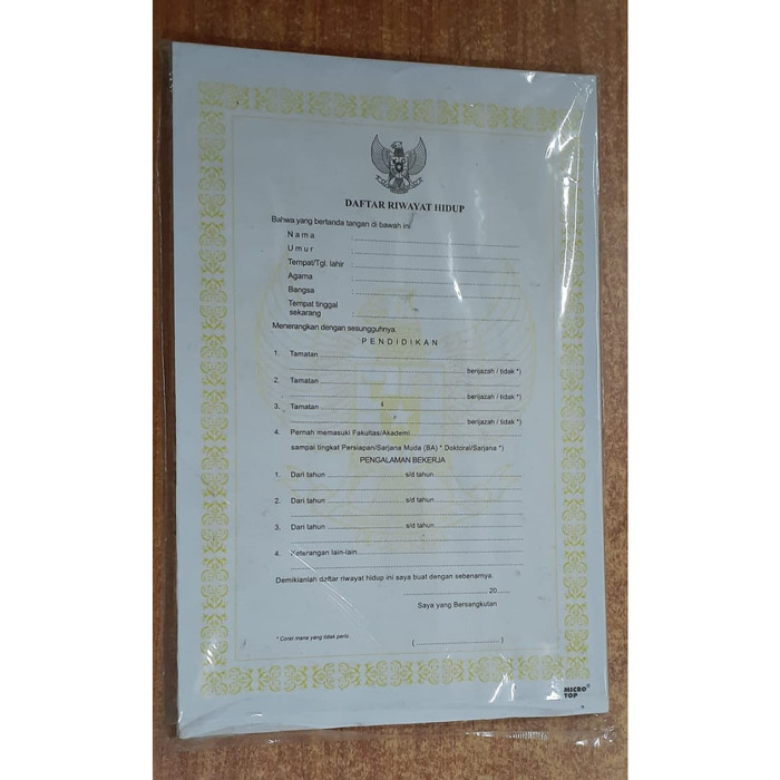 

SURAT BLANKO DAFTAR RIWAYAT HIDUP ISI 100 LEMBAR | ATK