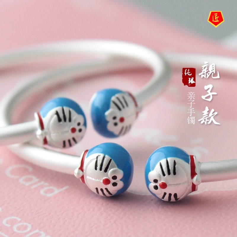 [Ready Stock]Cartoon New Fashion Pokonyan Smooth Opening Silver Bracelet