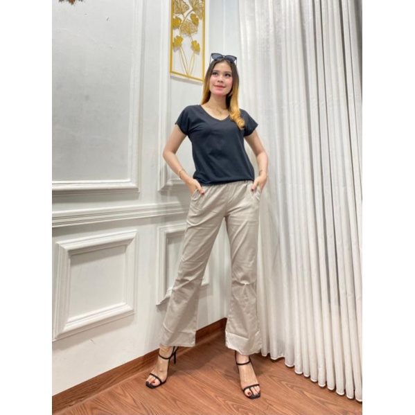 Cutbray Basic Pants Katun Strech